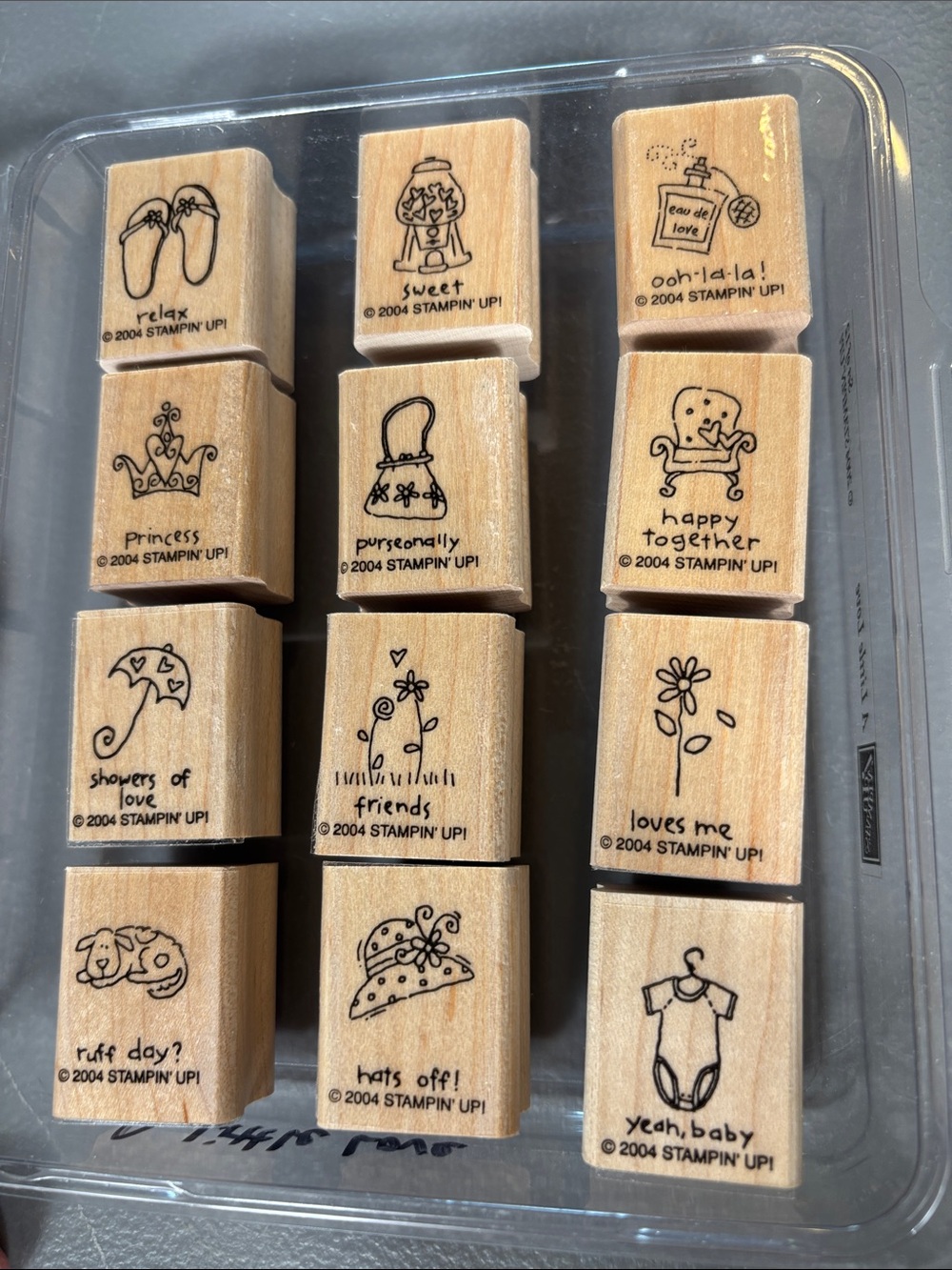 Stampin’ Up! A Little Love 2004 Retired 12 Pc Wood Stamp Set Complete